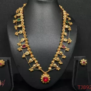 Gold finish necklace set - TJ8921