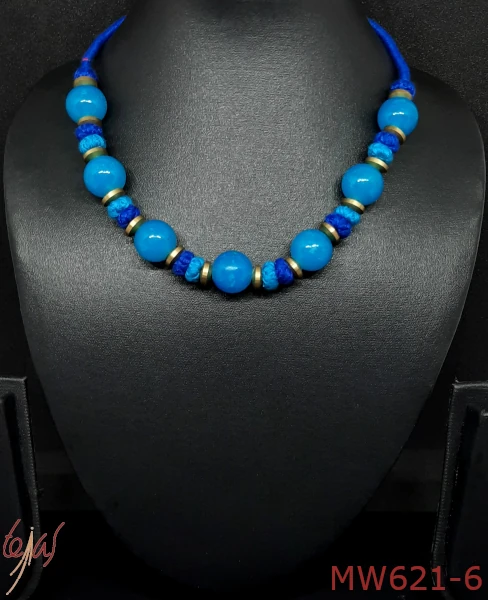Glass bead necklace-MW621-2 - Tejas Jewellery